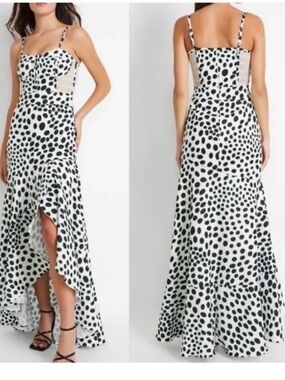 PATBO Bossa Lace Trim Dress White/Black Sz 4